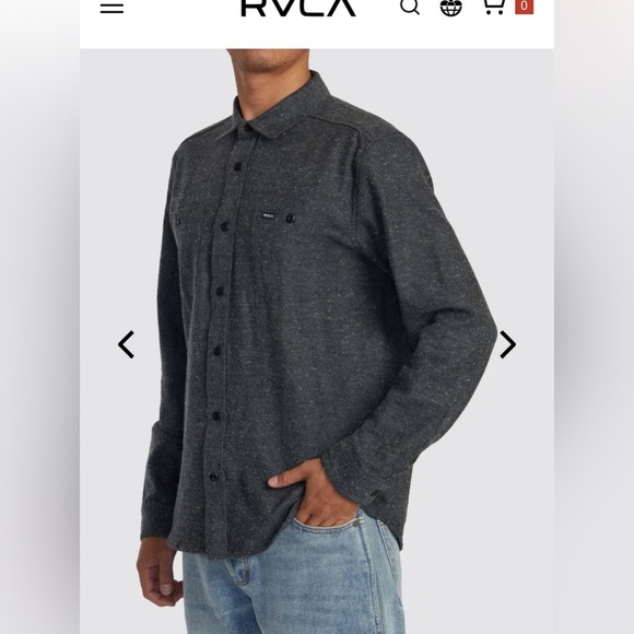 RVCA Mens Flannel Button Shirt - Picture 6 of 7